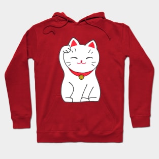 Hand drawn watercolor cute cats - Japanese Maneki Neko Hoodie